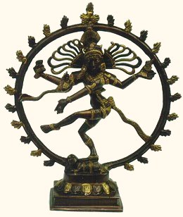 Bronze Shiva Dancing with Brass Accents