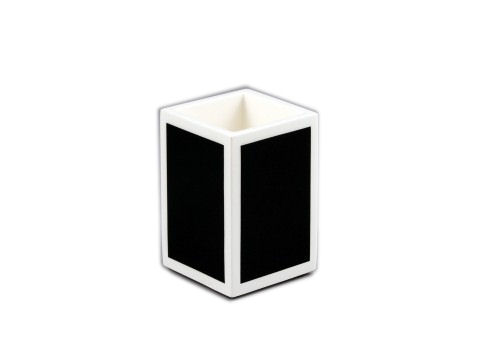 Black with White Trim Lacquer Brush Holder