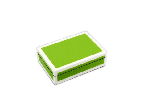 Acid Green with White Trim Lacquer Playing Card Box