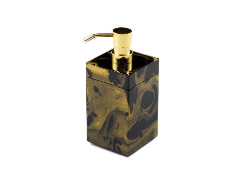 Black Gold Marble Paper Inlay with Black Lacquer Lotion Pump