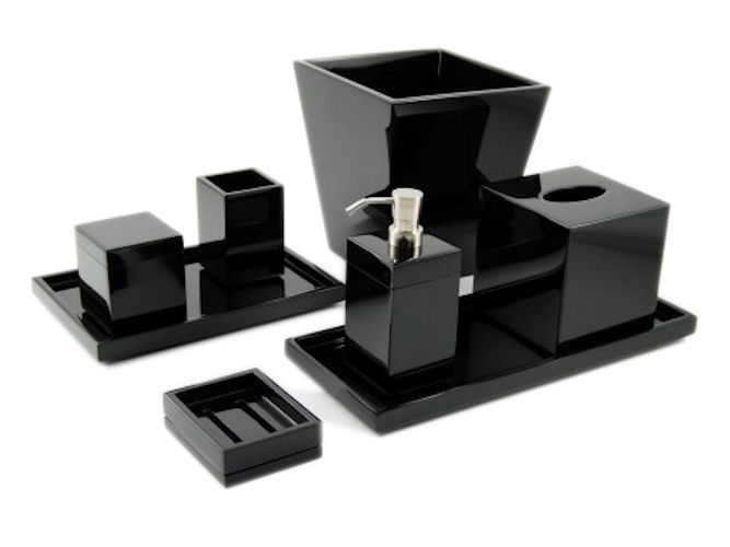 All Black Lacquer Cube Tissue Box Cover