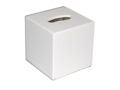 All White Lacquer Cube Tissue Box Cover