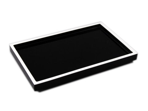 Black with White Trim Lacquer Vanity Tray
