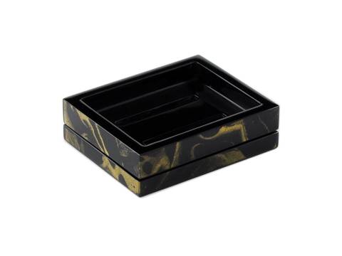 Black Gold Marble Paper Inlay with Black Lacquer Soap Dish